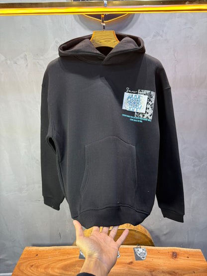 Hoodie Noir Design Artistique Bleu Oversize 5012 - ZG PREMIUM