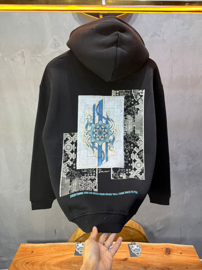 Hoodie Noir Design Artistique Bleu Oversize 5012 - ZG PREMIUM