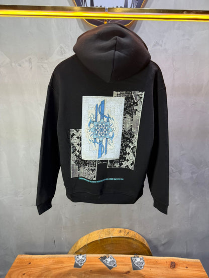 Hoodie Noir Design Artistique Bleu Oversize 5012 - ZG PREMIUM