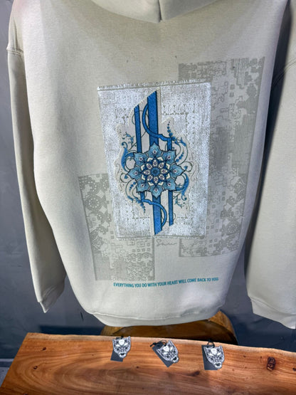 Hoodie beige Design Artistique Bleu Oversize 5012 - ZG PREMIUM