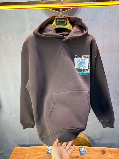 Hoodie Marron Design Artistique Bleu Oversize 5012 - ZG PREMIUM