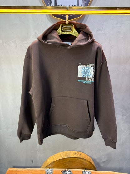 Hoodie Marron Design Artistique Bleu Oversize 5012 - ZG PREMIUM