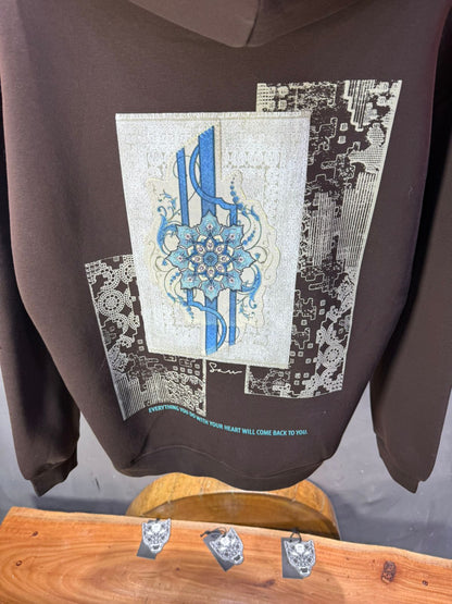 Hoodie Marron Design Artistique Bleu Oversize 5012 - ZG PREMIUM