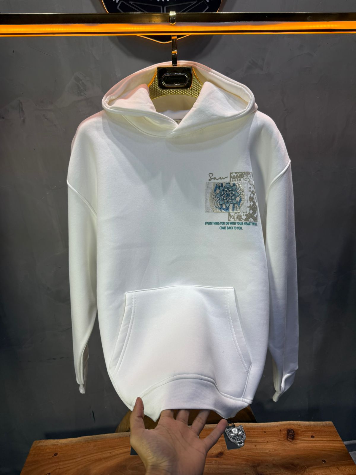 Hoodie Blanc Design Artistique Bleu Oversize 5012 - ZG PREMIUM