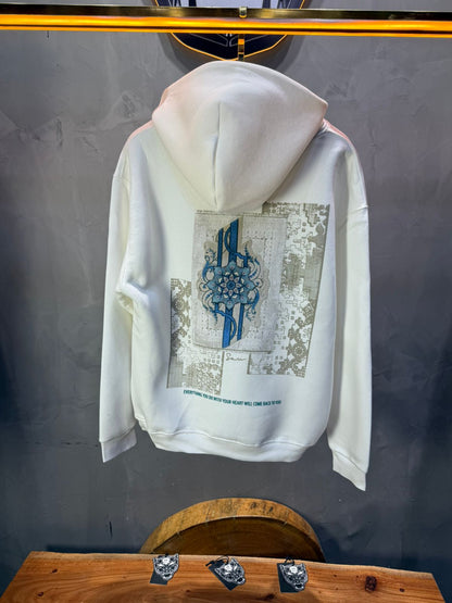 Hoodie Blanc Design Artistique Bleu Oversize 5012 - ZG PREMIUM