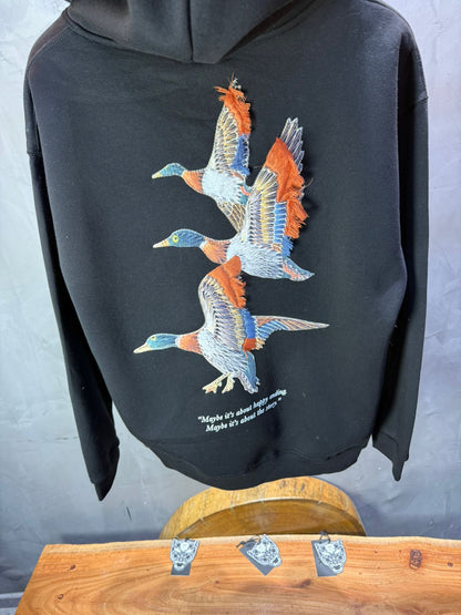 Hoodie Black Broderie Oiseaux Oversize 4996 - ZG PREMIUM