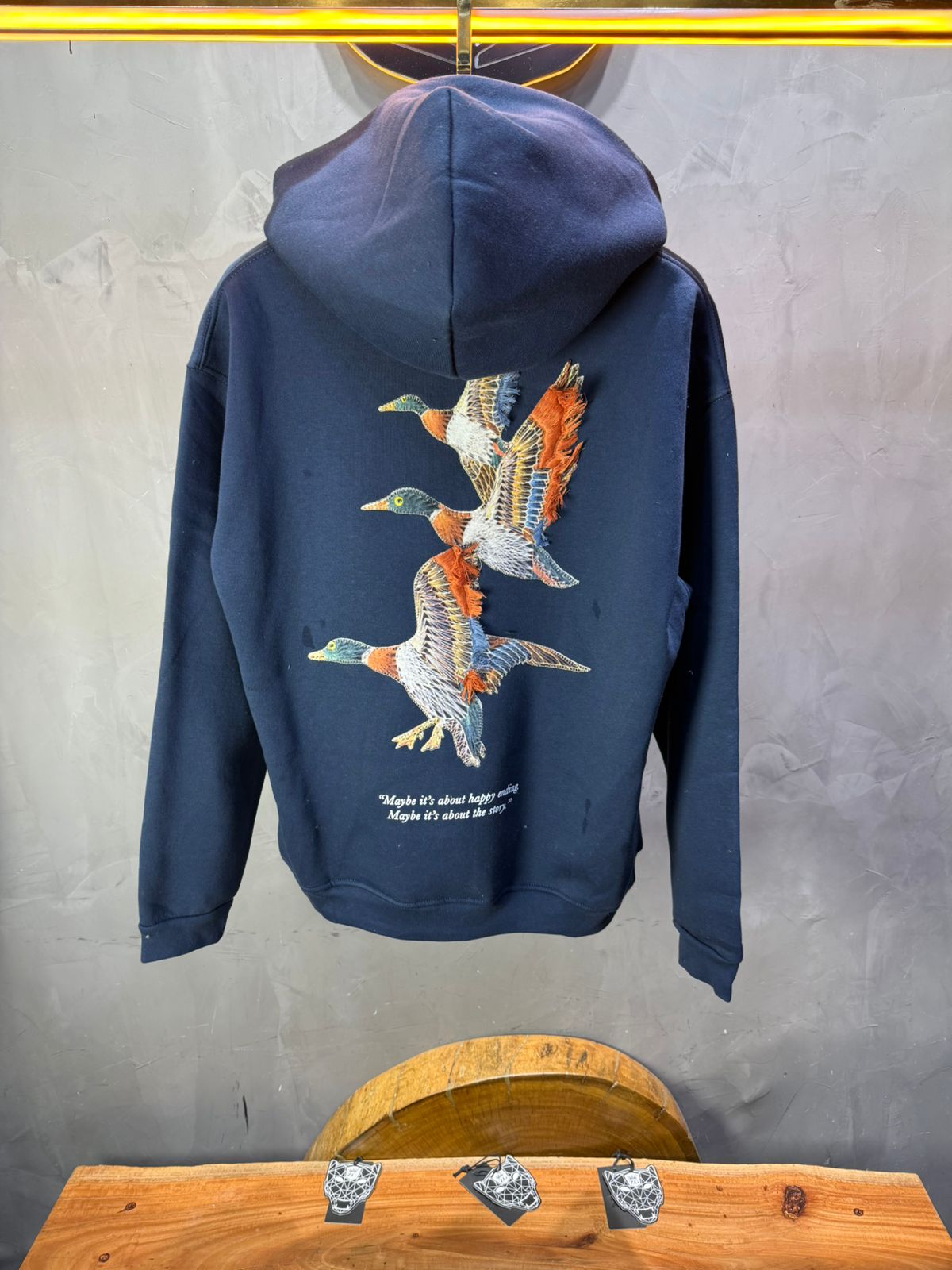 Hoodie Bleu Broderie Oiseaux Oversize 4996 - ZG PREMIUM