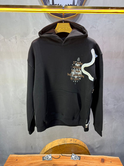 Hoodie Noir Broderie Dragons Argentée 4985 - ZG PREMIUM
