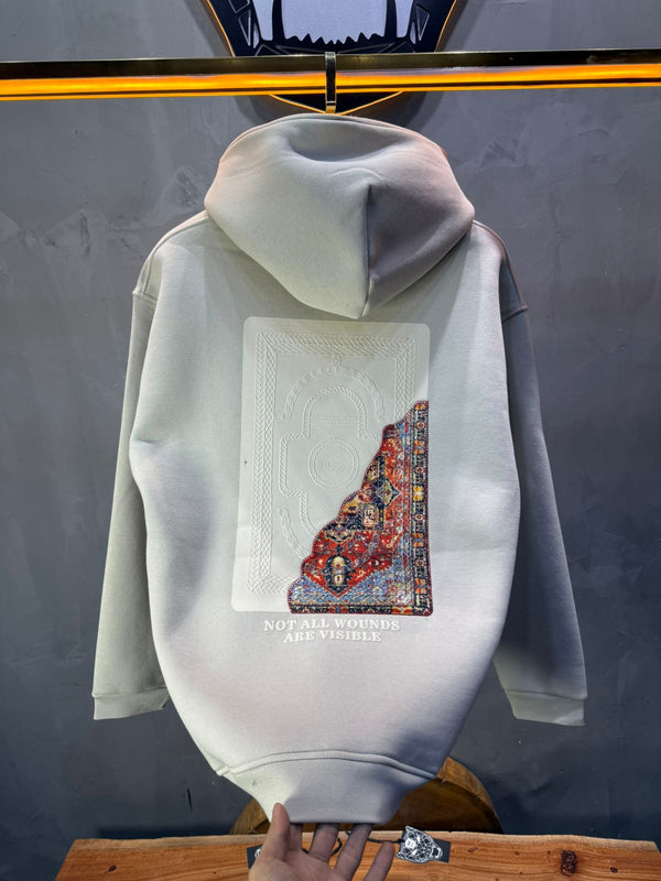Hoodie beige Imprimé Visage Artistique 4959