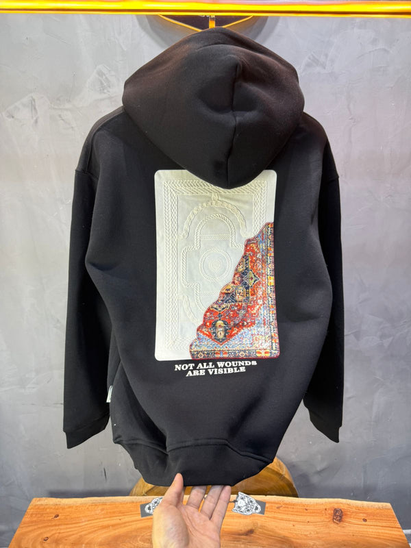 Hoodie black Imprimé Visage Artistique 4959