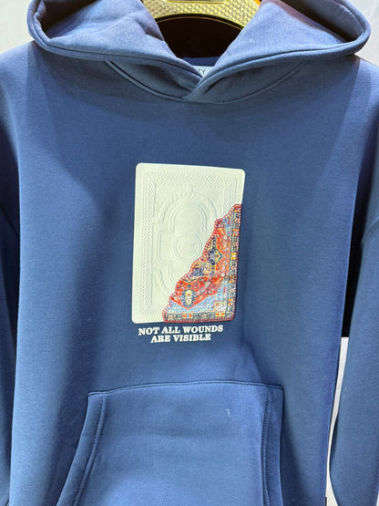 Hoodie blue Imprimé Visage Artistique 4959 - ZG PREMIUM