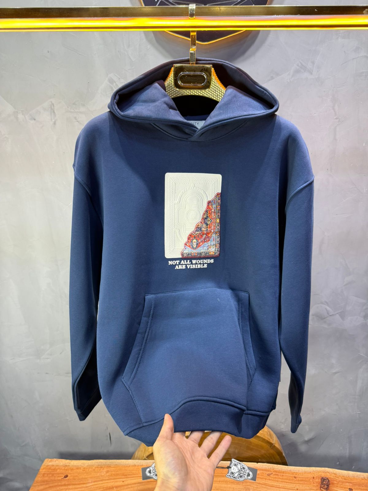 Hoodie blue Imprimé Visage Artistique 4959 - ZG PREMIUM