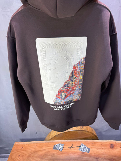 Hoodie Marron Imprimé Visage Artistique 4959 - ZG PREMIUM
