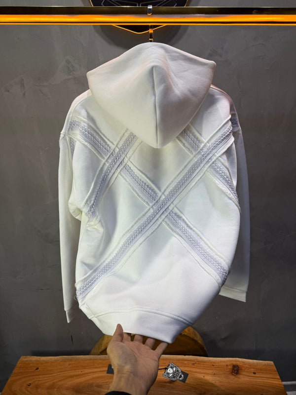 Hoodie Blanc Broderie X Argentée Sann 5002