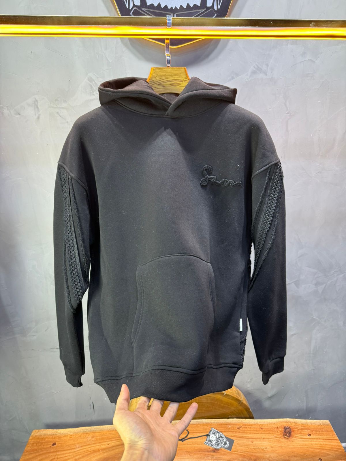 Hoodie Black Broderie X Argentée Sann 5002 - ZG PREMIUM