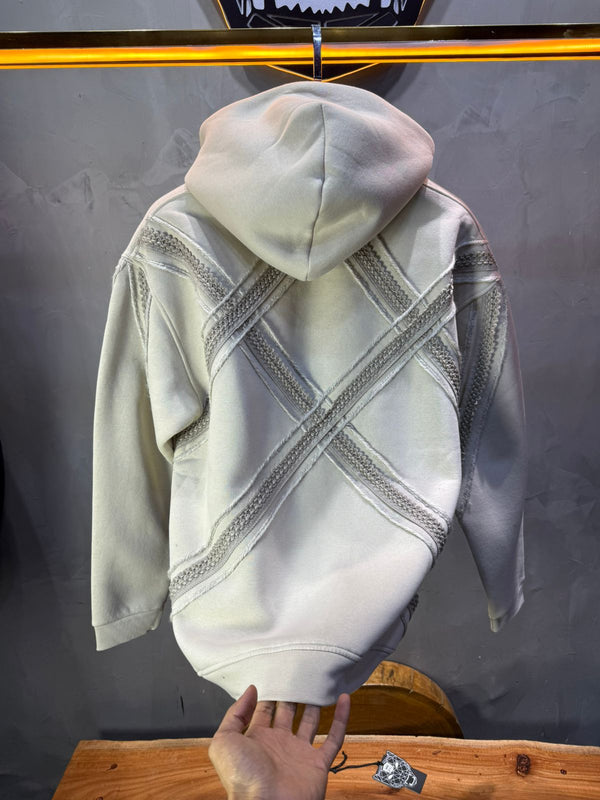 Hoodie Beige Broderie X Argentée Sann 5002