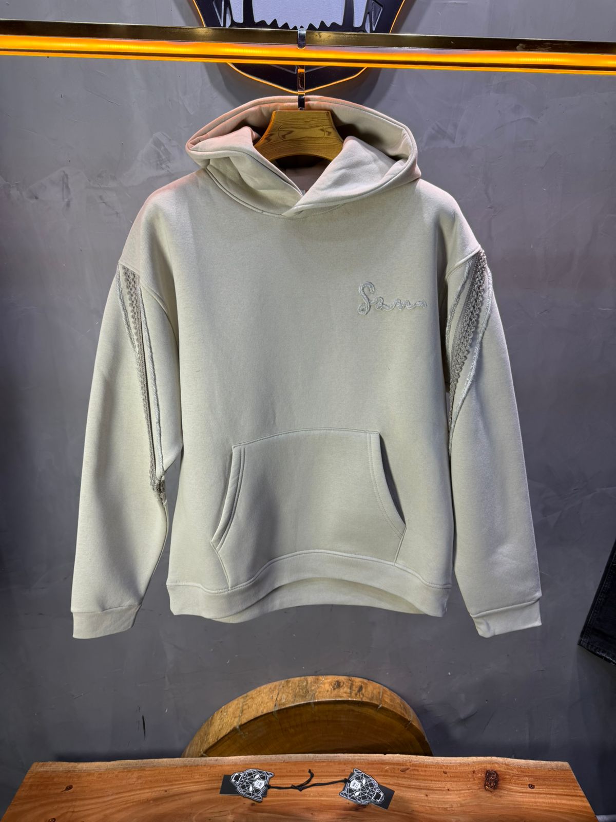 Hoodie Beige Broderie X Argentée Sann 5002 - ZG PREMIUM
