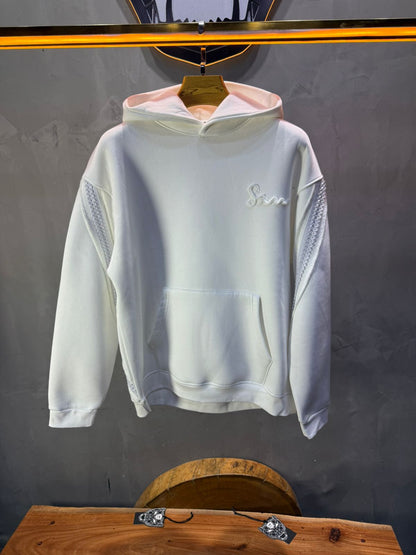 Hoodie Blanc Broderie X Argentée Sann 5002 - ZG PREMIUM