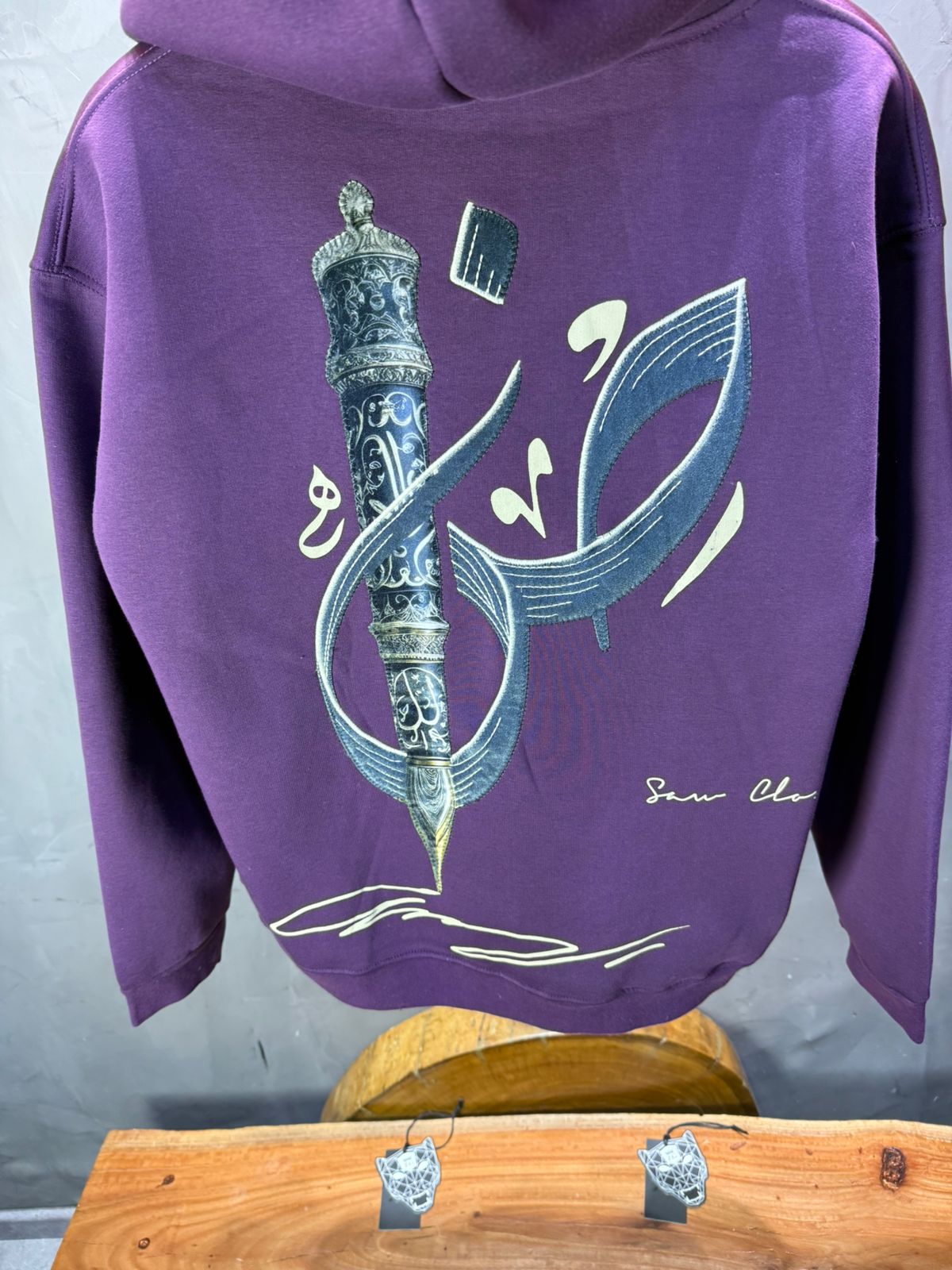 Hoodie blue Broderie Sabre Calligraphie Arabe Sann 5010 - ZG PREMIUM