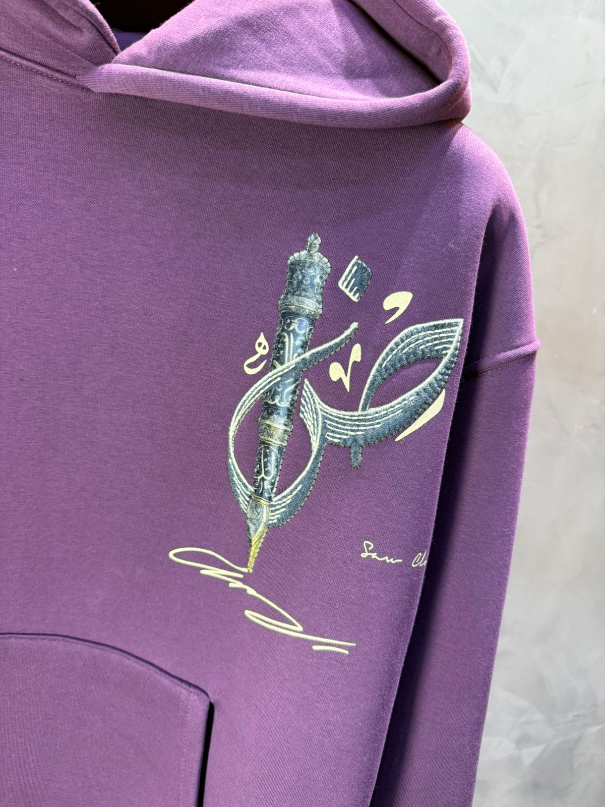 Hoodie blue Broderie Sabre Calligraphie Arabe Sann 5010 - ZG PREMIUM