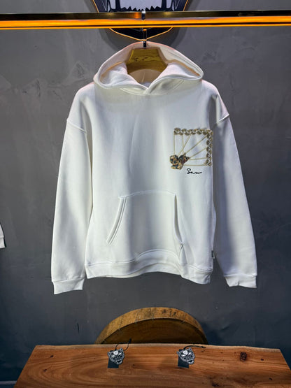 Hoodie blanc Marine Broderie Lion Dorée Sann 4994 - ZG PREMIUM