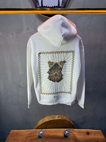 Hoodie blanc Marine Broderie Lion Dorée Sann 4994 - ZG PREMIUM
