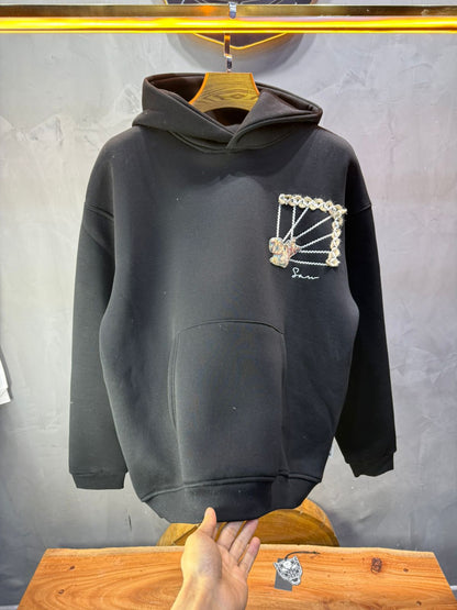 Hoodie noir Marine Broderie Lion Dorée Sann 4994 - ZG PREMIUM