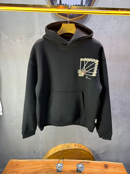Hoodie noir Marine Broderie Lion Dorée Sann 4994 - ZG PREMIUM