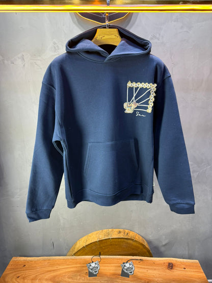 Hoodie Bleu Marine Broderie Lion Dorée Sann 4994 - ZG PREMIUM