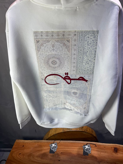 Hoodie blanc Calligraphie Arabe oversize 4988 - ZG PREMIUM