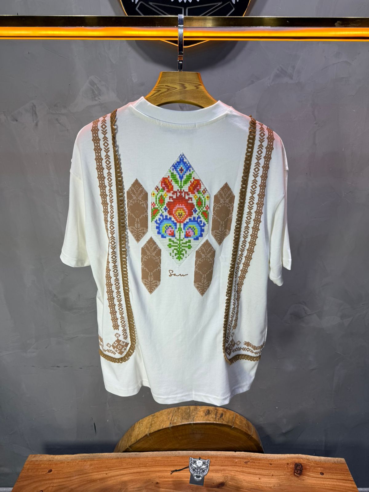 T-Shirt blanc Oversize Broderie Marocaine 5080 - ZG PREMIUM