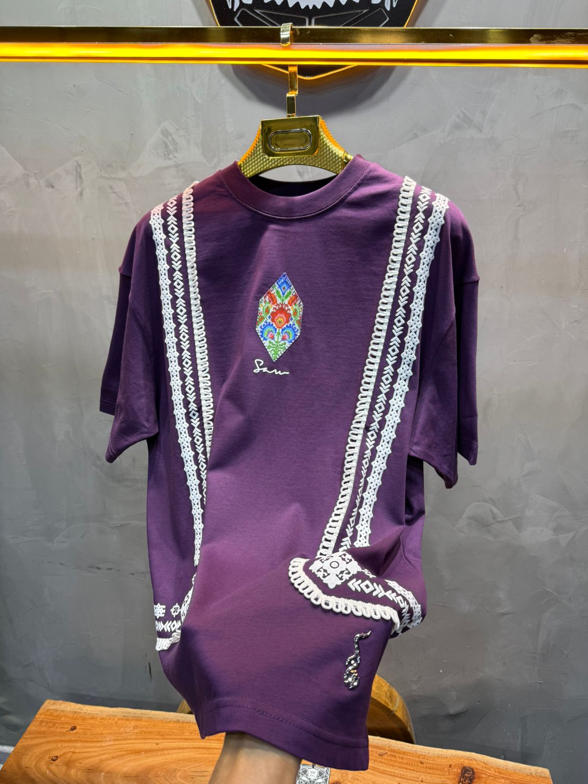 T-Shirt blue Oversize Broderie Marocaine 5080 - ZG PREMIUM