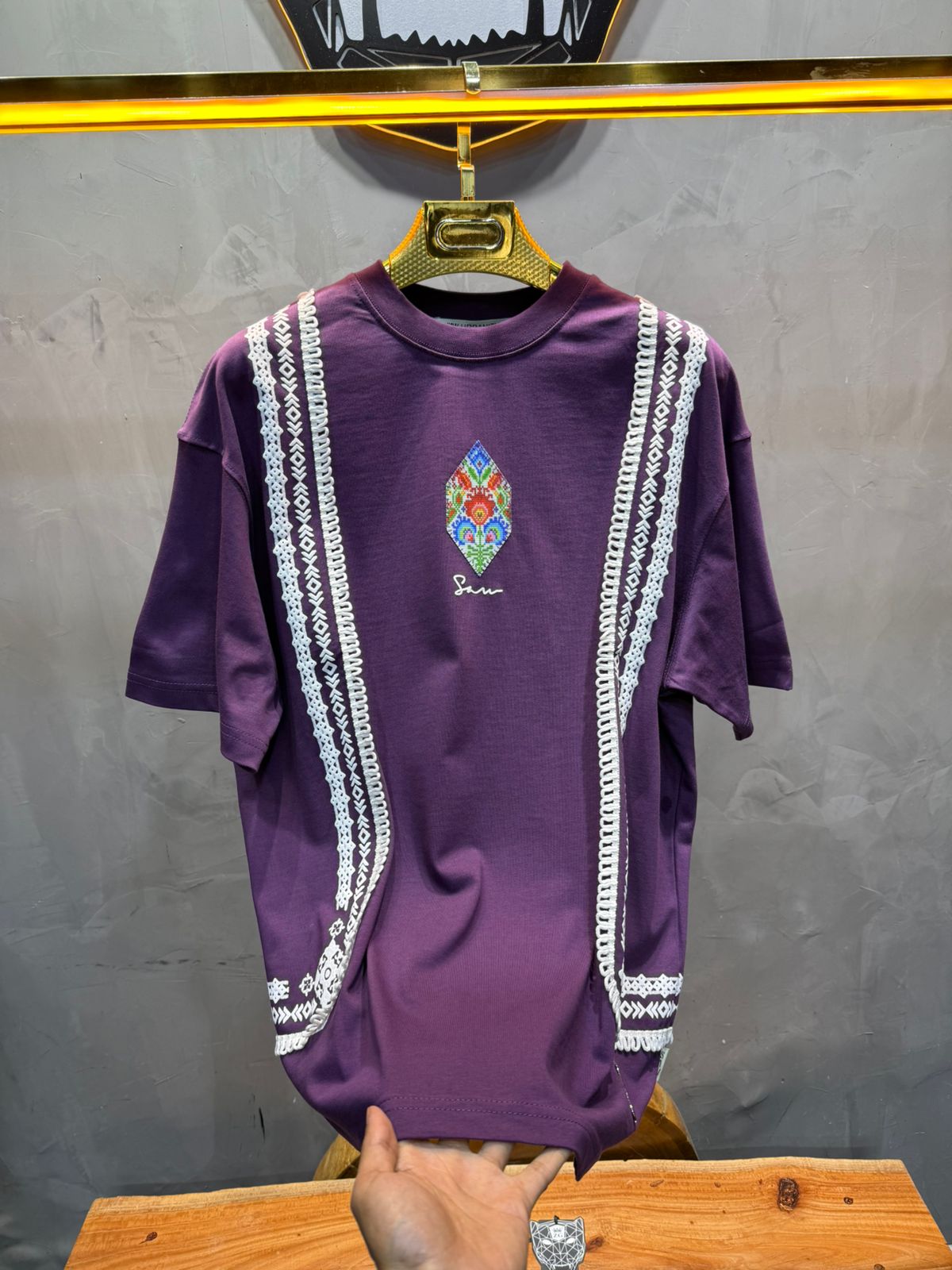 T-Shirt blue Oversize Broderie Marocaine 5080 - ZG PREMIUM