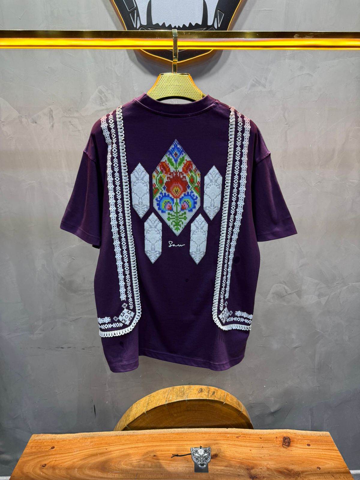 T-Shirt blue Oversize Broderie Marocaine 5080