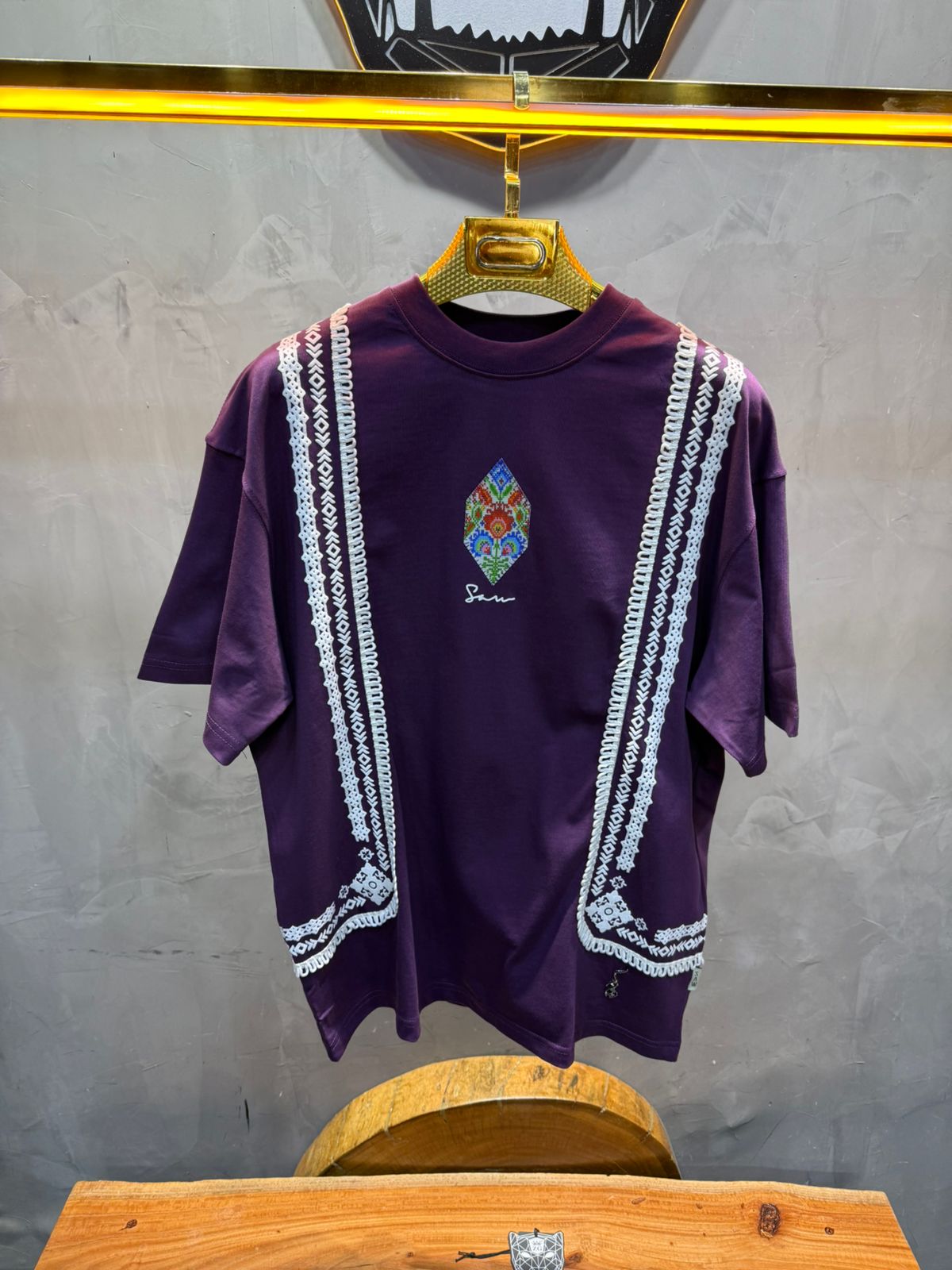 T-Shirt blue Oversize Broderie Marocaine 5080 - ZG PREMIUM