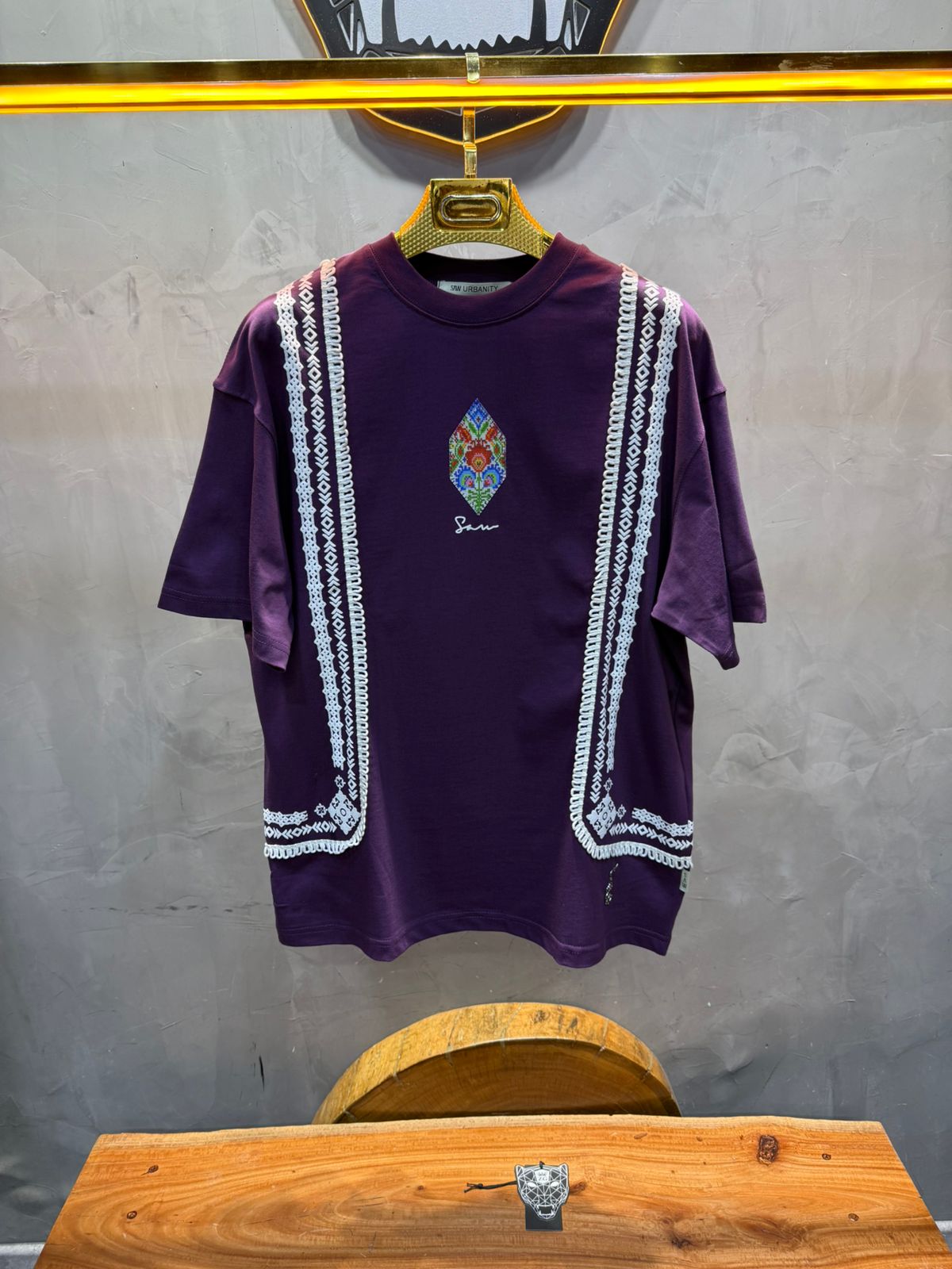 T-Shirt blue Oversize Broderie Marocaine 5080 - ZG PREMIUM