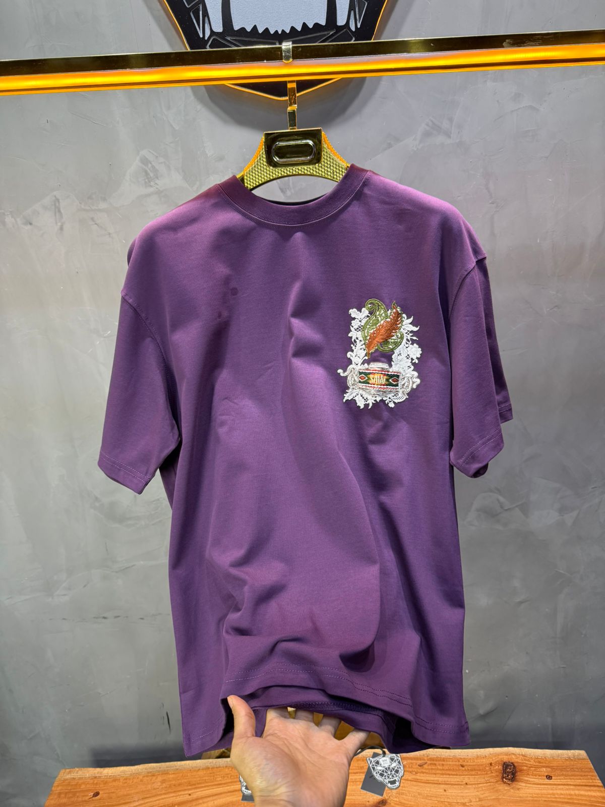 T-Shirt blue Oversize Broderie Dentelle Florale Luxe 5111 - ZG PREMIUM