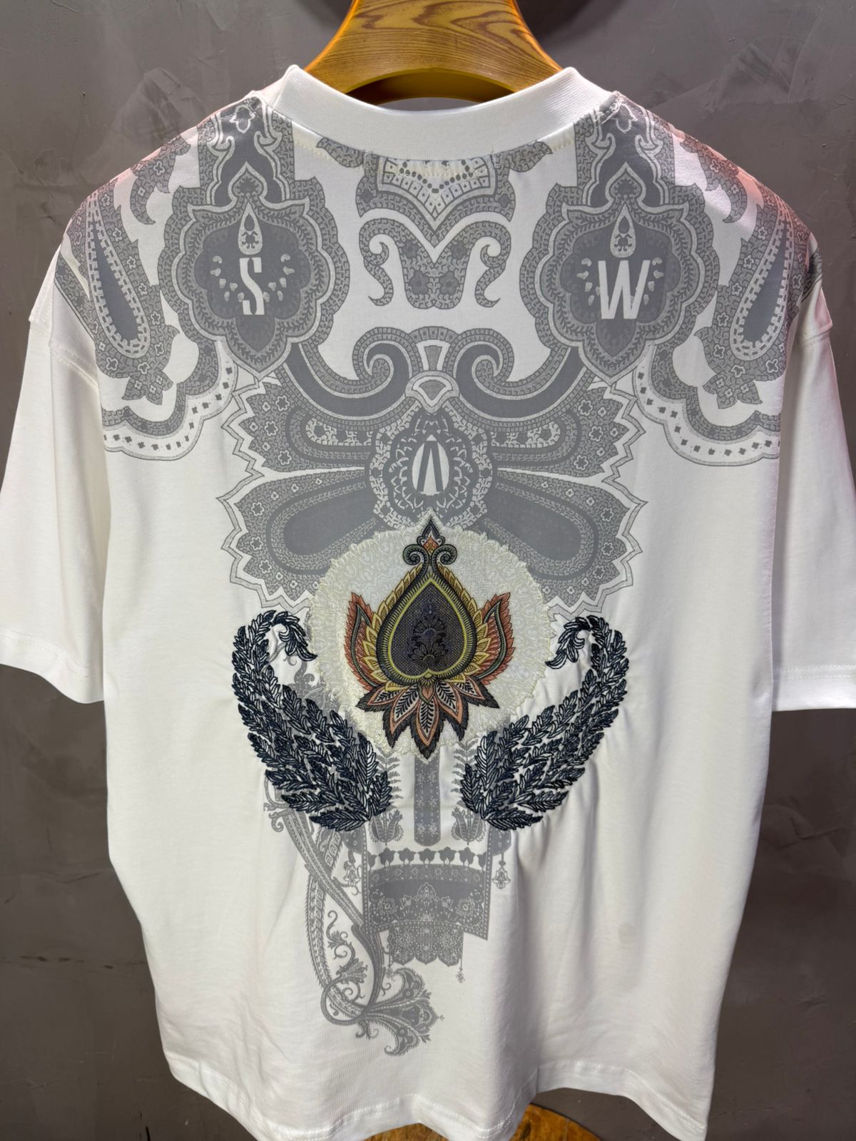 T-Shirt Blanc Oversize Broderie Paisley Baroque SAW 5112