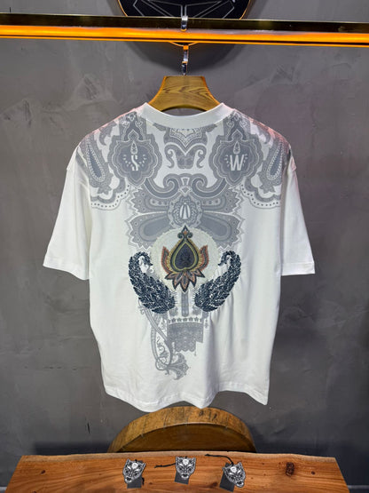 T-Shirt Blanc Oversize Broderie Paisley Baroque SAW 5112