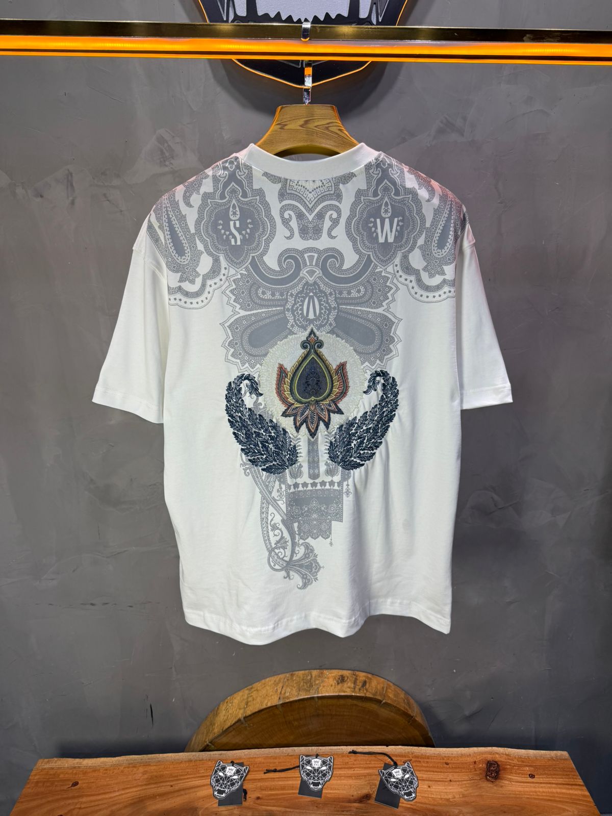 T-Shirt Blanc Oversize Broderie Paisley Baroque SAW 5112