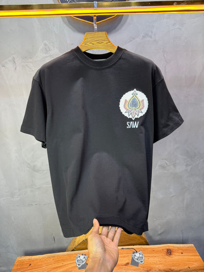 T-Shirt Noir Oversize Broderie Paisley Baroque SAW 5112
