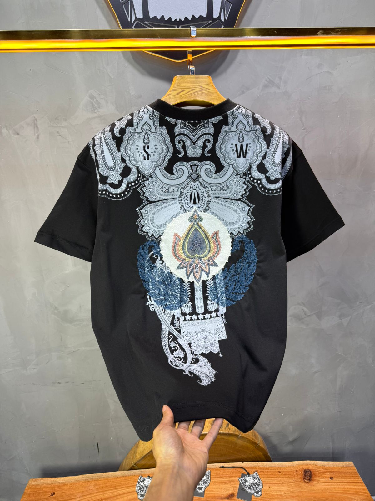 T-Shirt Noir Oversize Broderie Paisley Baroque SAW 5112