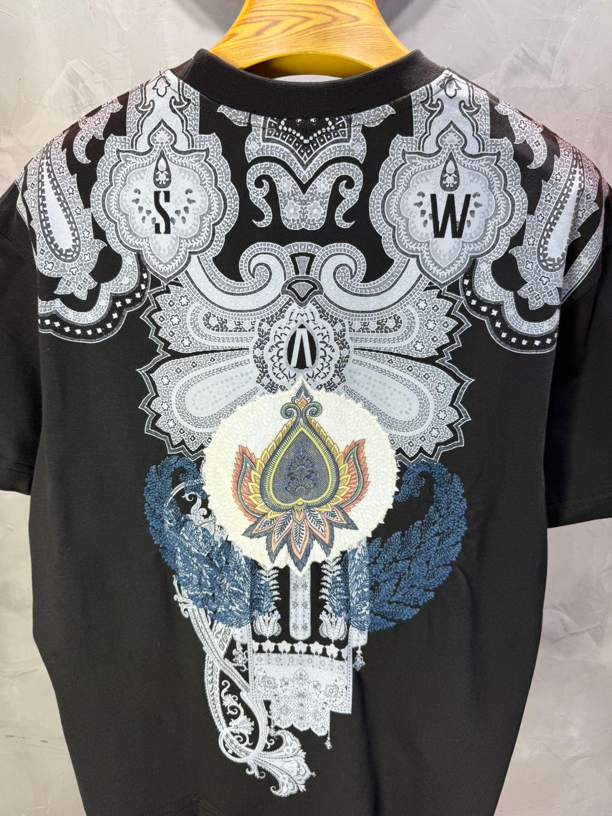 T-Shirt Noir Oversize Broderie Paisley Baroque SAW 5112