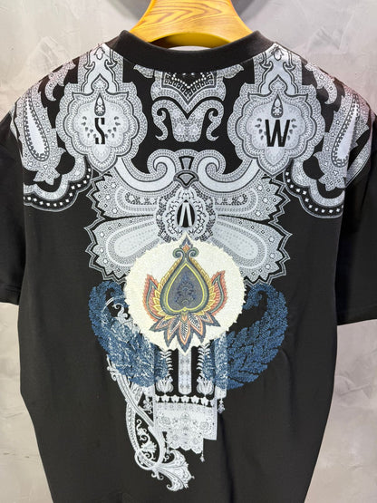 T-Shirt Noir Oversize Broderie Paisley Baroque SAW 5112