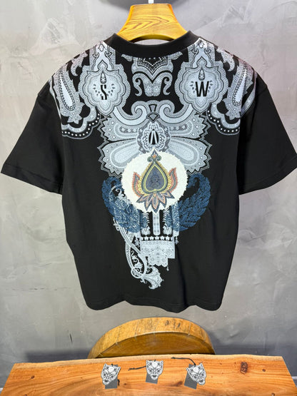 T-Shirt Noir Oversize Broderie Paisley Baroque SAW 5112