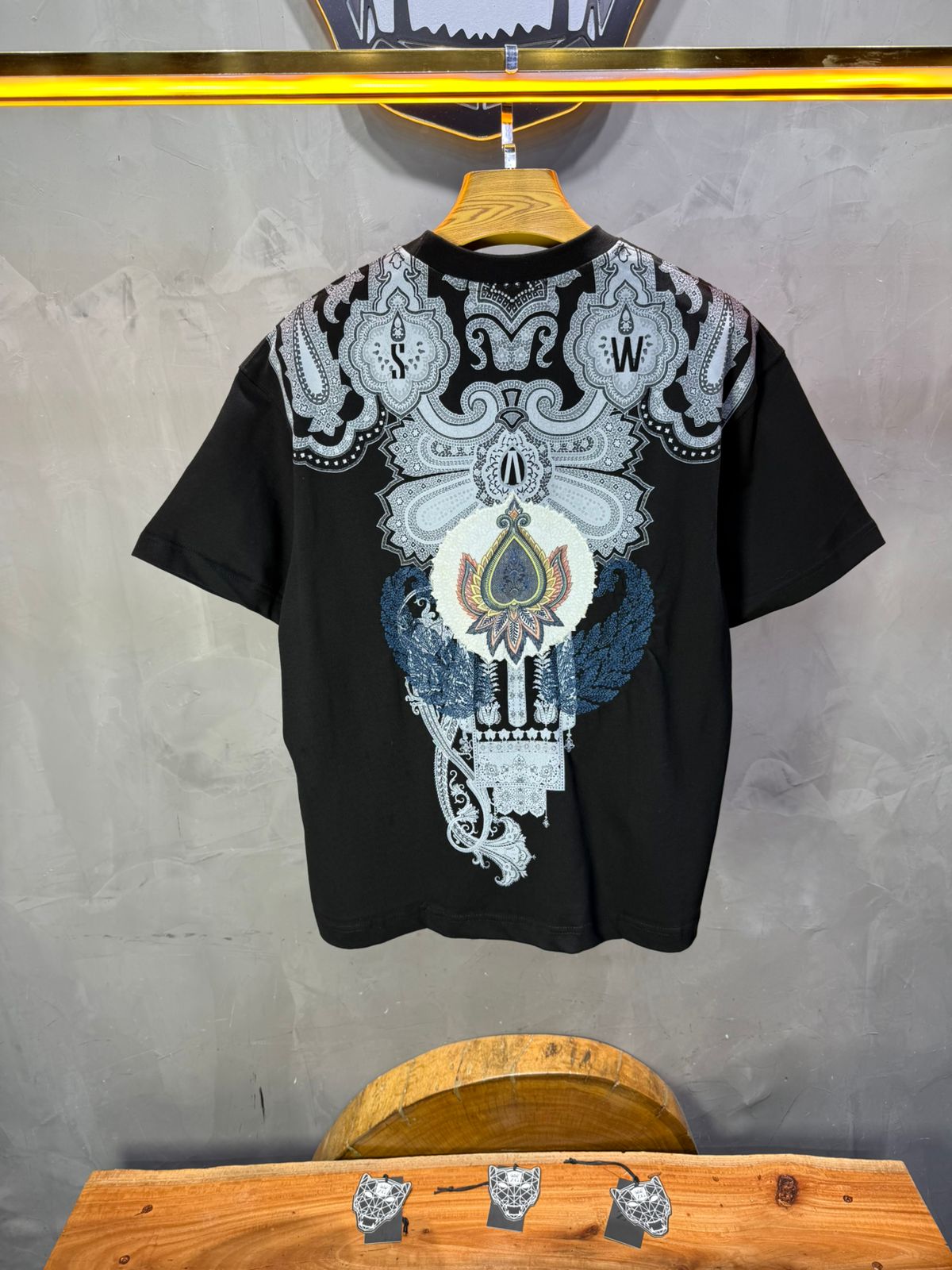 T-Shirt Noir Oversize Broderie Paisley Baroque SAW 5112