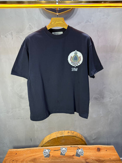 T-Shirt Navy blue Oversize Broderie Paisley Baroque SAW 5112