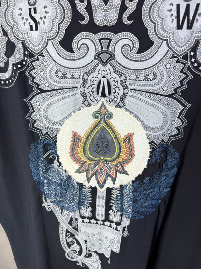 T-Shirt Navy blue Oversize Broderie Paisley Baroque SAW 5112