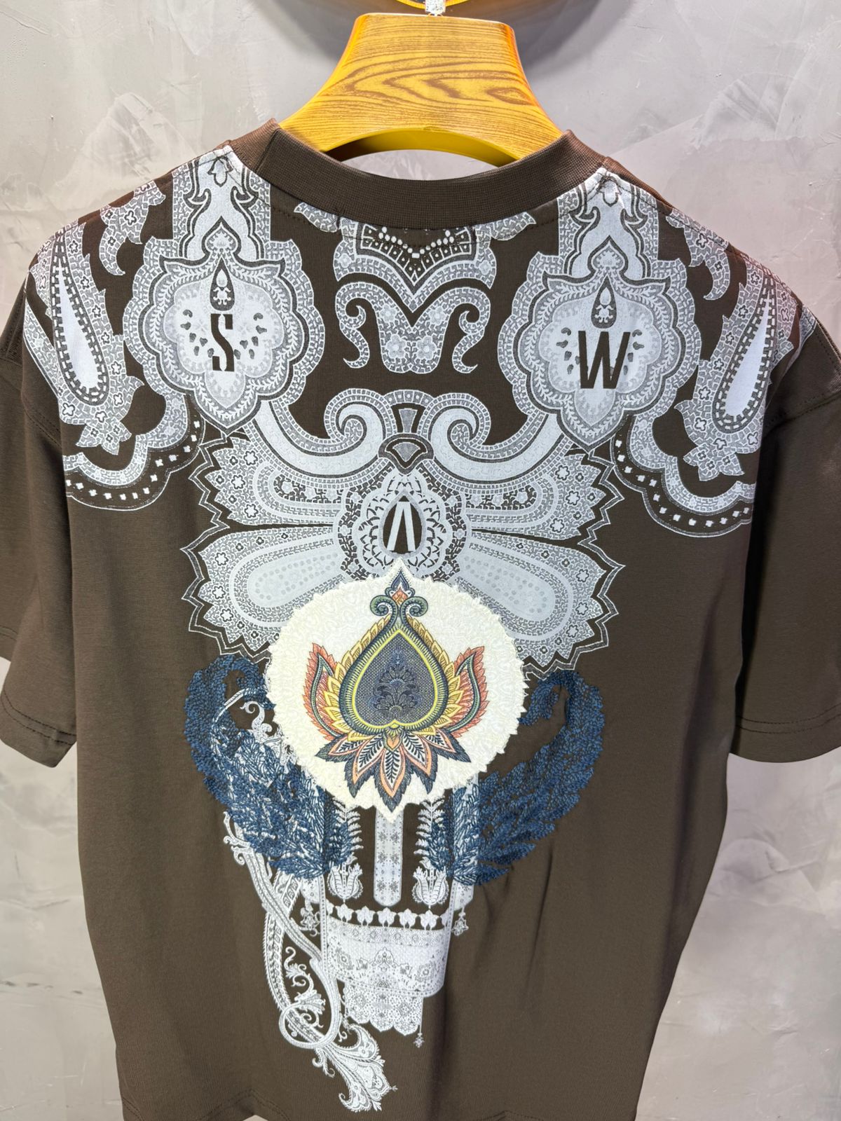 T-Shirt brown Oversize Broderie Paisley Baroque SAW 5112