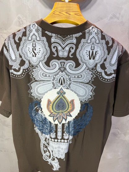 T-Shirt brown Oversize Broderie Paisley Baroque SAW 5112